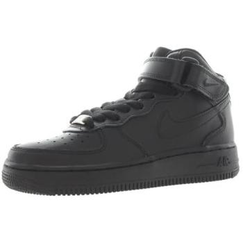Air Force 1 Mid Junior Noir Femme Basket en Cuir