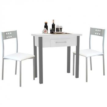 Mesa Versátil con Sillas Incorporadas – Blanco/Gris