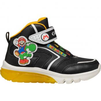 Baskets montantes Geox Ciberdron noir/jaune pour enfants