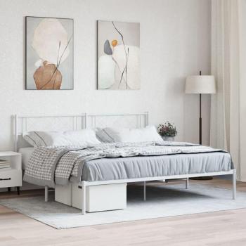 Estructura cama sin colchón TORANA cabecero metálico blanco 180x200 cm – opción premium