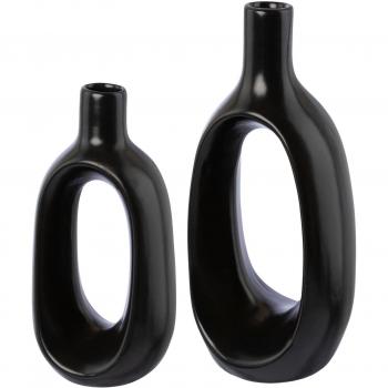 Dekovase ANDAS „Maélia“ – Schwarze Keramikwaren, 9,5 cm Durchmesser, 22 cm Höhe