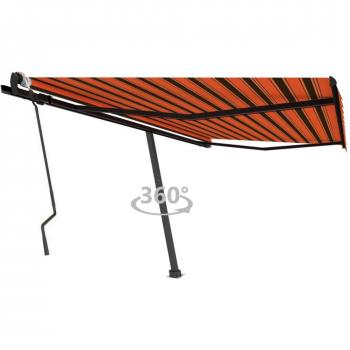 Vidaxl's 450x300 cm Freestanding Manual Retractable Awning in Orange/Brown