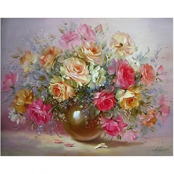 Toile Peinture Acrylique Numéro Fleur En Bouteille