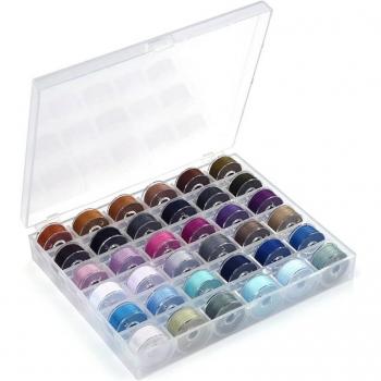 Set de bobinas de 36 tonos, caja plástica para máquina de coser