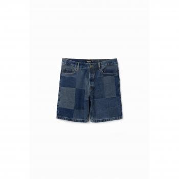 Desigual Jeans Corti Blu con Patch Jacquard