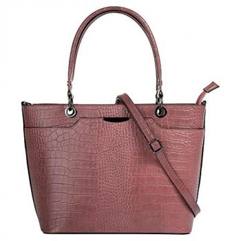 Henkeltasche CLUTY, 30 cm x 22 cm x 10 cm, rosa, echt Leder