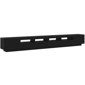3‑Piece Black TV Cabinet – LED Illuminated, 300×35×40 cm
