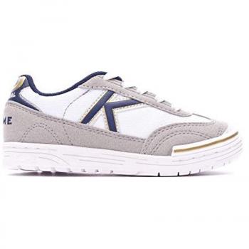 Kelme Tonnerre Enfant, Chaussures de Futsal, Blanc/Bleu, 30 EU