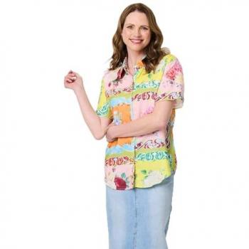Izabel London Female Short Sleeve Mosaic Shirt in Yellow, Size 8