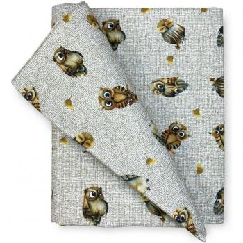 Nappe Ovale en Coton avec Hiboux Beiges 180x250