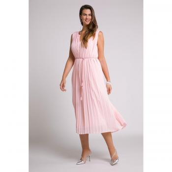Abito smanicato plissettato in chiffon, Donna, Rosa, Taglia 60/62, Poliestere/Viscosa