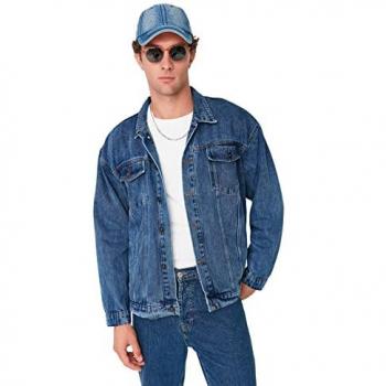 Chaqueta Azul de Larga Duración en Algodón – Talla M – Ajuste Amplio