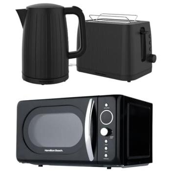 Retro Stealth Kettle, Toaster & Microwave Bundle – Black