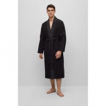 BOSS Homewear Batín Waffle Kimono Negro