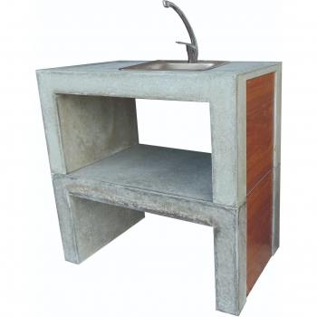 Barbacoa Modular con Fregadero PVC y Encimera de Cemento Gris