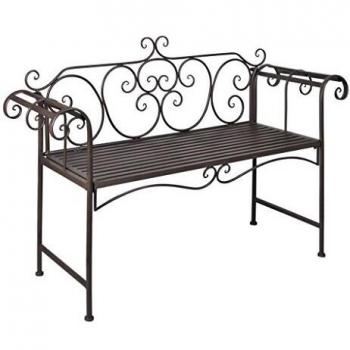 Banco de jardín de acero color marrón 132 cm