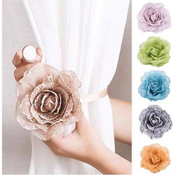 Colorful Peony Flower Curtain Clips