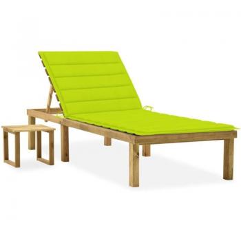 PROLENTA PREMIUM – Lettino da Giardino con Tavolino e Cuscino (Variante Verde)