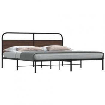 VidaXL Metallbett 200x200 cm in Eichen-Optik ohne Matratze