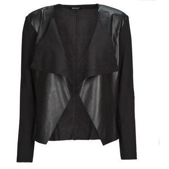 ONLNEWSOUND Women's Jacket in Black (Faux Leather Mix Blazer, Size: M)