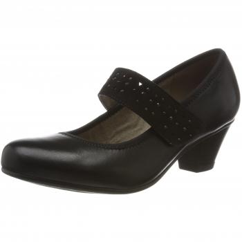 Jana Damen Mary Jane Halbschuhe 24301, Schwarz, Gr. 37.5