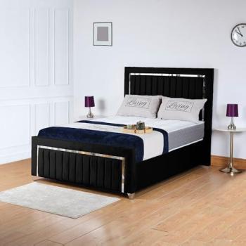 UK Bed Furniture Ambassador Upholstered Silver Bed Frame, Single Size, 48″ Headboard