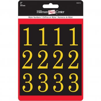 Hillman 2-Inch Peel-Off Numbers Pack, Gold/Black