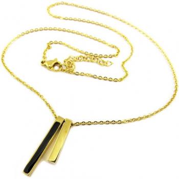 Collier Boho Chic Noir Doré Les Trésors De Lily 25×5 mm P8092