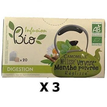 Sachets d'Infusion Biologique de Camomille, Mélisse, Verveine, Menthe poivrée et Réglisse (Digestion)