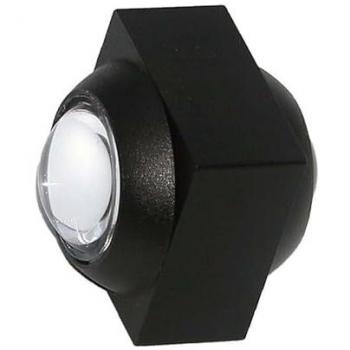 Applique murale LED COB double faisceaux corps noir 2 W IP54