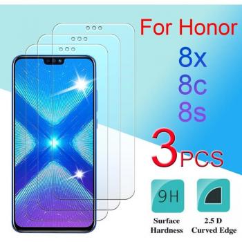 Paquete de 3 protectores de vidrio templado para Huawei Honor 8X, 8C y 8S