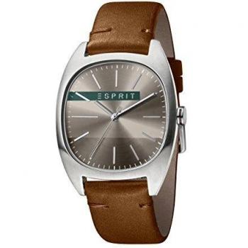 ESPRIT Men's Timeless Quartz Watch with Genuine Leather Strap and Black Dial