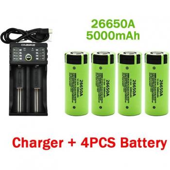 26650A 20A Lithium Ion Rechargeable Battery 3.7V 5000mAh with Charger