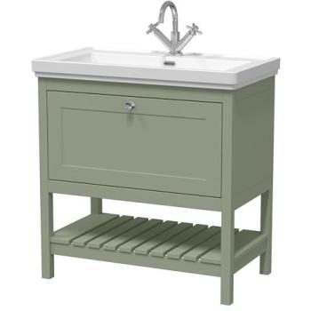 BALTERLEY Fern Green 830 mm Floor Vanity with Soft‑Close Drawer and Basin