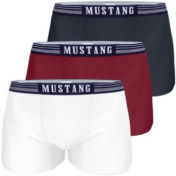 Mustang Dreierpack Retro-Boxershorts, uni, Marine/Weiß/Rot, Größe S
