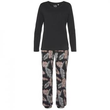 VIVANCE DREAMS Damenpyjama (Zwei‑teilig) – Naturprint in Rose und Schwarz, Gr. 40/42