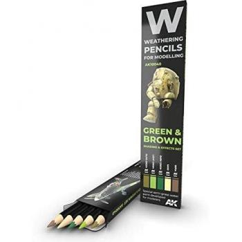 AK Interactive Green and Brown Weathering Pencils