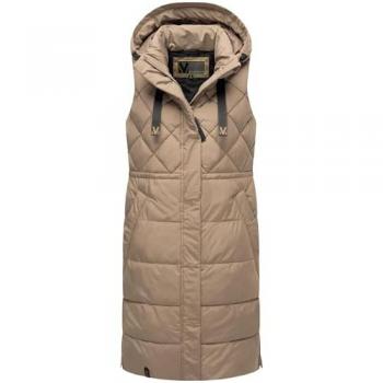 Steppweste MARIKOO Narikaa Damen, grau (taupe grau), mit Teddyfell