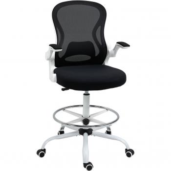 Office Comfort Chair Vinsetto – Tessuto traspirante, braccioli ribaltabili, supporto lombare
