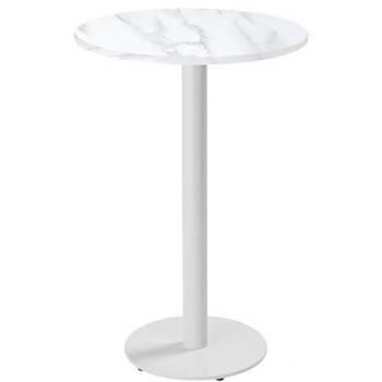 Tavolo Oviala 60 cm Alto con Rivestimento in Marmo Bianco