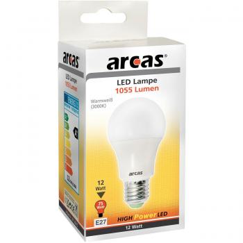 Arcas 39720015 LED‑Glaslicht (E27) 12 W – Größe 10,9 x6,0 cm – Weiß