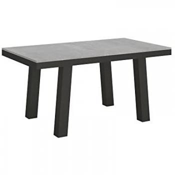 Tavolo allungabile Bridge Evolution 90x160/264 cm con telaio antracite e top in cemento