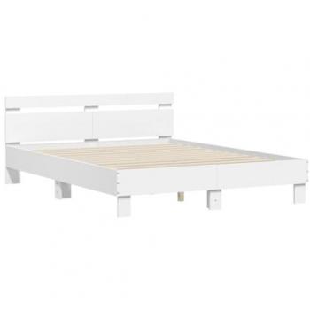 Bílý rám postele s čelem 140 x 190 cm z MDF