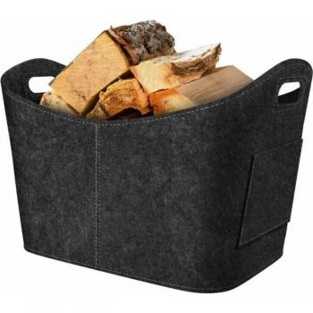 Ersandy Fold‑Away Felt Firewood & Newspaper Holder – Dark Finish