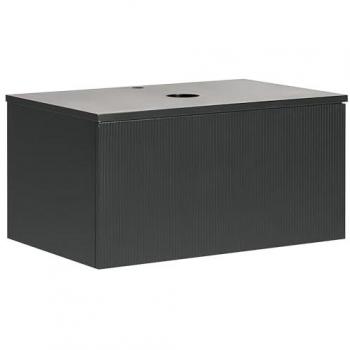 Mobile da bagno sospeso 80 x 52 cm con frontale scanalato e 1 cassetto, colore nero Alzira