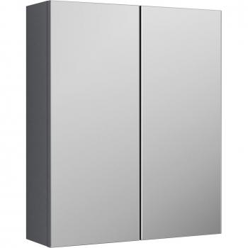 Arno Mirror Cabinet Grey, 600mm W x 715mm H x 182mm D, Medicine Cabinet with Mirror, 1 Shelf, Satin Grey, 2 Door