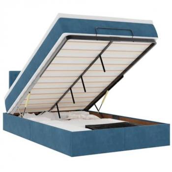 Samtige Dunkelblaue Ottomane mit Matratze und LEDs – 120x190 cm, vidaxl‑Version