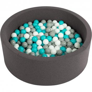 Selonis Spielbällebecken 90 x 30 cm – 200 Schaumstoffkugeln – Dunkelgrau