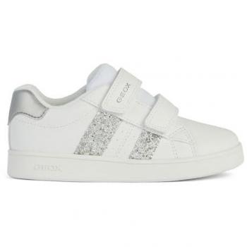 Sneakers traspiranti Geox Eclyper Bianco/Silver con velcro per ragazze