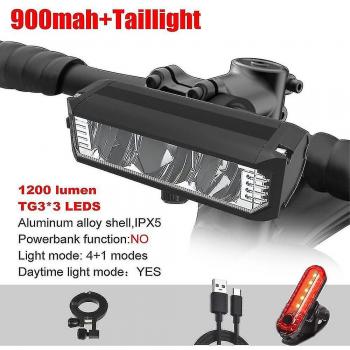 Lampe frontale de vélo 6000LM, batterie 8000mAh, étanche IPX5, lampe USB pour cyclisme